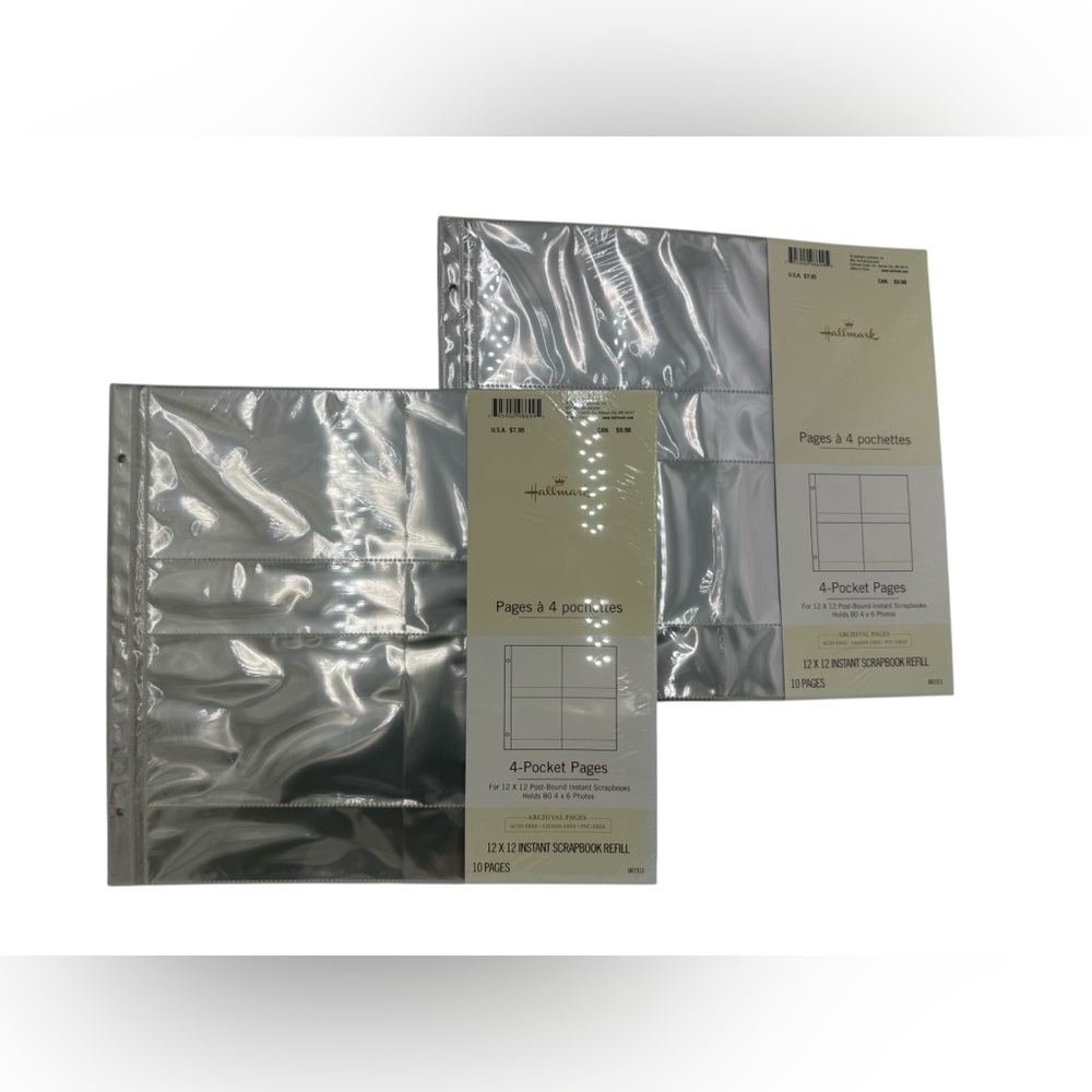 Lot 2 Hallmark 4 Pocket pages 12x12 Post-bound Refill 10 Pages Each, new sealed